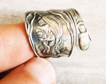 Native American Ring, Sterling Spoon Ring, Native American Ring, Spoon Ring, Spoon Jewelry, Sterling Silver Spoon Ring, Souvenir Ring, 791