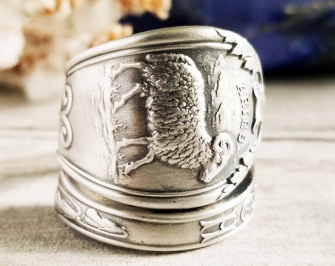 Aries Zodiac Silver Ram Ring, Sterling Silver Ring, Zodiac Spoon Ring, Aries Silver Spoon Ring, Ram Silver Spoon Ring, Tarot Jewelry, 831A
