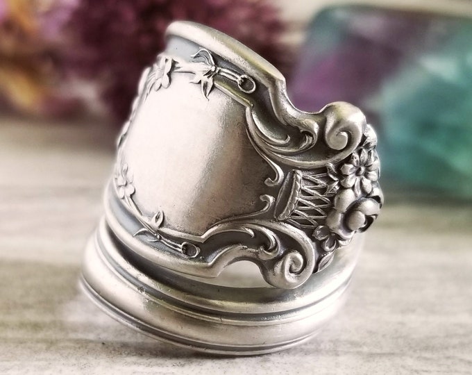 Sterling Ribbon Princess Ring, Spiral Royal Spoon Ring, Vintage Ring, Vintage Spoon Jewelry, Sterling Silver Spoon Ring, Spiral Ring, 1041