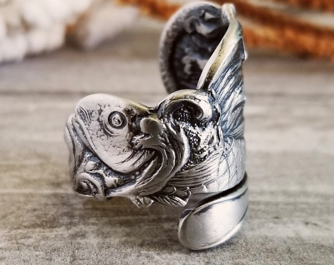 Sterling Fish Ring, Silver Angler Ring, Sterling Spoon Ring, Vintage Fish Spoon Ring, Vintage Jewelry Gift, Sterling Silver Spoon Ring, 1418