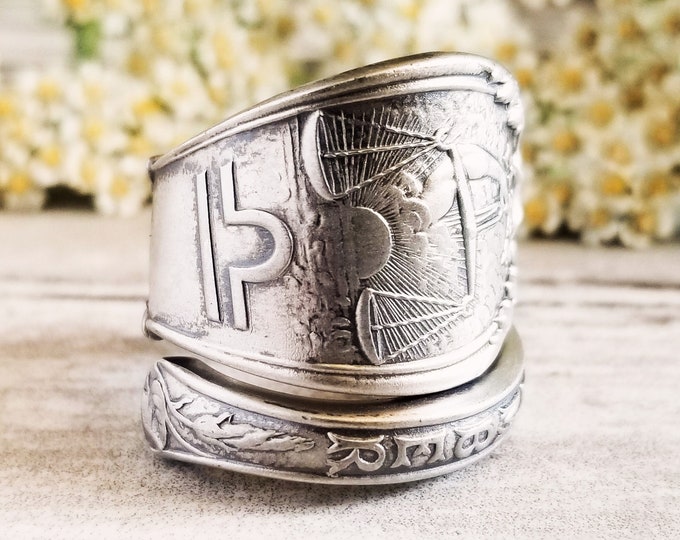 Libra Zodiac Wrap Ring, Sterling Silver Libra Ring, Silver Astrology Ring, Antique Astrological Libra Ring, Vintage Scales Spoon Ring, 996A
