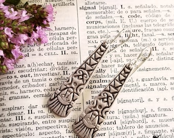 Sterling Silver Mexico Earrings, Mexican Art Jewelry, Unique Travel Jewelry, Antique Sterling Silver Spoon Jewelry, Vintage Jewelry, MX-E