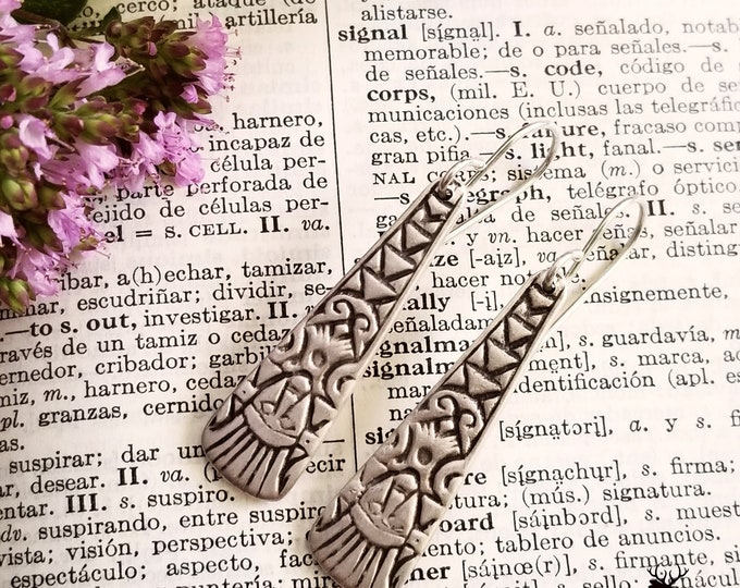 Sterling Silver Mexico Earrings, Mexican Art Jewelry, Unique Travel Jewelry, Antique Sterling Silver Spoon Jewelry, Vintage Jewelry, MX-E