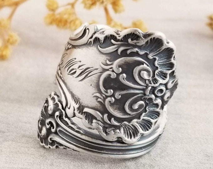 Sterling Victorian Wrap Ring, Victorian Spiral Ring, Vintage Spoon Ring, Vintage Spoon Jewelry, Sterling Silver Spoon Ring, Unique Ring, 952