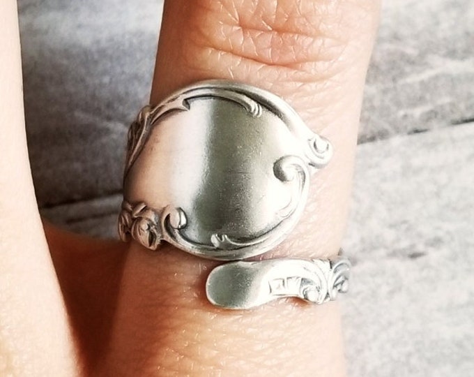 Handmade Sterling Boho Ring, Rococo Vintage Spoon Ring, Victorian Sterling Spoon Ring, Sterling Spoon Ring, Antique Spoon Jewelry, 1531
