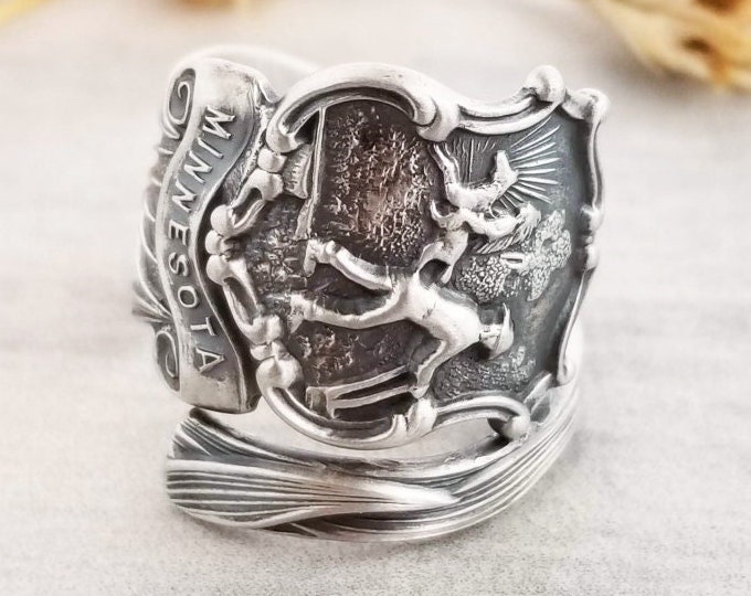 Minnesota Ring, Sterling Spoon Ring, Adjustable Spoon Ring, Vintage Spoon Ring, Silver MN Ring, Antique Sterling Silver Spoon Ring, 726