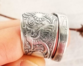 Sterling Dragon Spoon Ring, Vintage Griphon Spoon Ring, Vintage Spoon Ring, Vintage Silver Spoon Jewelry, Sterling Silver Spoon Ring, 140