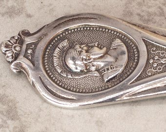 Antique Sterling Silver British Spoon, Large .925 Sterling Souvenir Spoon, Heavy British Spartan Antique Sterling Silver Collectable Spoon