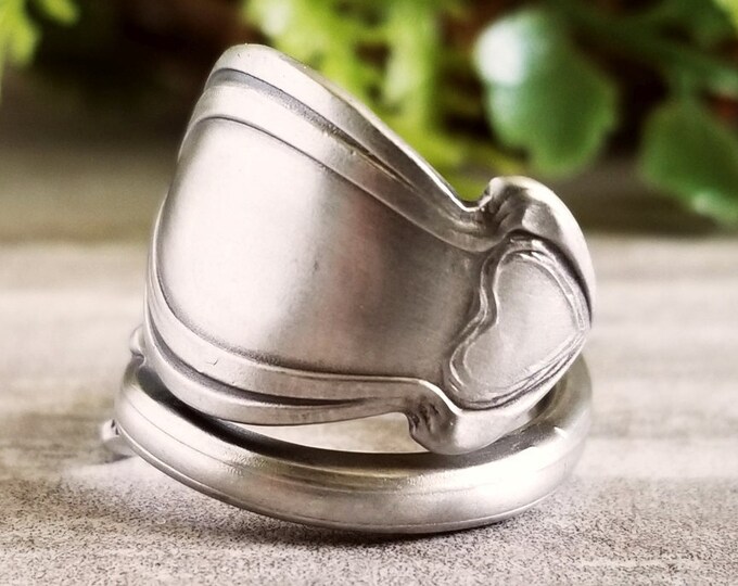Handmade Victorian Art Nouveau Ring, Sterling Antique Ring, Vintage Victorian Ring, Vintage Spoon Jewelry, Sterling Silver Spoon Ring, 670