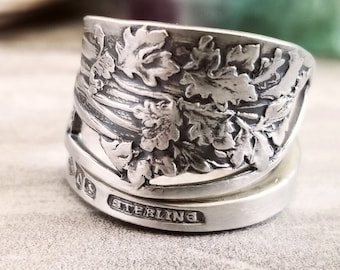 Celery Sterling Spoon Ring, Vegetable Garden Spoon Ring, Gardening Spoon Ring, Vintage Spoon Jewelry, Nature Inspired Leaf Spoon Ring, 1773