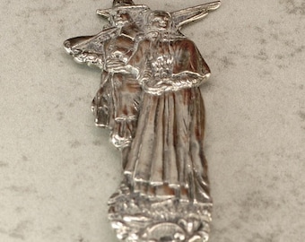 John Alden & Pricilla Collectible Spoon, Plymouth Pilgrim Sterling Spoon, Souvenir Sterling Silver Spoon, Rare Antique Spoon, 2414