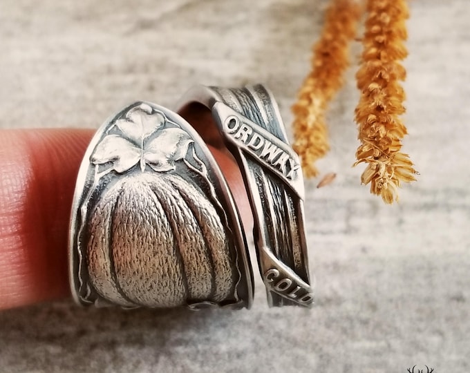 Sterling Silver Gourd Ring, Vintage Ordway Colorado Gourd Ring, Handmade Melon Gardening Ring, Art Nouveau Sterling Farming Ring, 2090