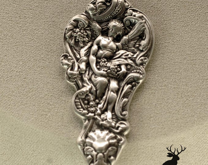 Sterling Silver Angel Necklace, Guardian Angel Necklace, Silver Art Nouveau Pendant, Angelic Pendant, Art Nouveau Necklace, ANGEL-P