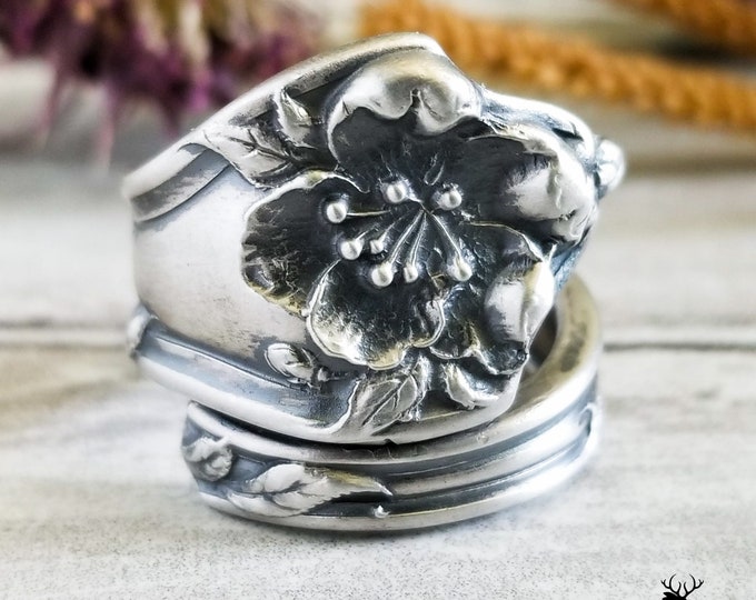 Silver Apple Blossom Ring, Art Nouveau Flower Jewelry, Bridesmaid Ring, Nature Inspired Ring, Unique Silver Flower Ring, 715