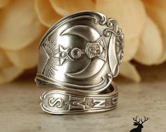 Rare Vintage Masonic Ring, A.A.O.N.M.S. Ring, Sterling Silver Shriners Ring, Unique Masonic Jewelry, Unique Symbolic Spoon Ring, 2390