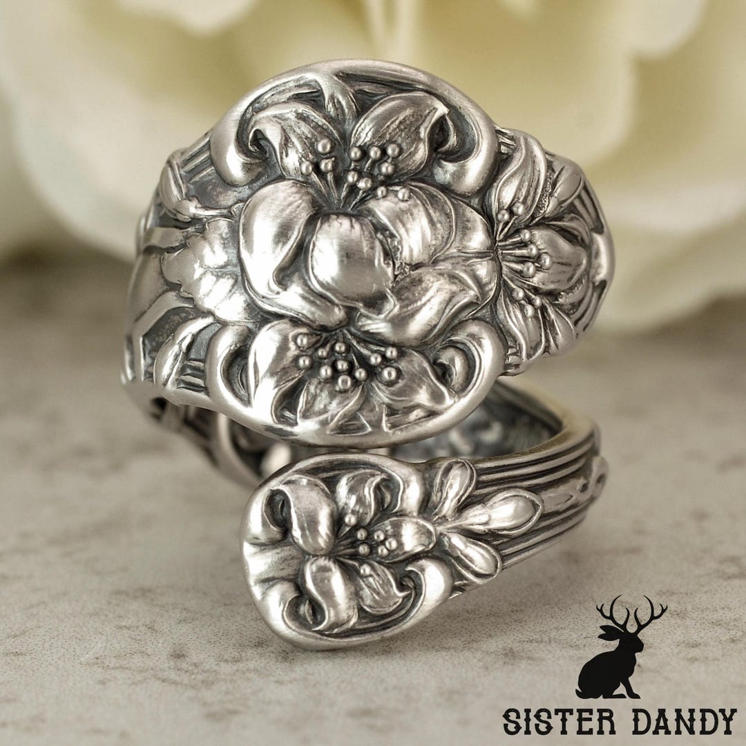 1900s Alvin Orange Blossom Ring, Fruit Bloom Wrap Ring, Vintage