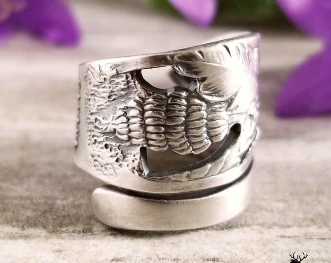Vintage Banana Tree Ring, Sterling Silver Fruit Ring, Banana Leaves Spoon Ring, Art Nouveau Sterling Floral Ring, Fruit Ring, 1601