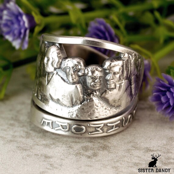 Sterling Silver Mount Rushmore Ring, Adjustable Historical Ring