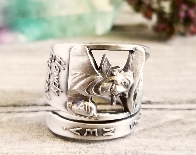 Handmade Cowboy Ring, Nevada Silver Ring, Sterling Cowboy Ring, Sterling Western Ring, Southwest Ring, Vintage Souvenir Silver Ring, 1897B