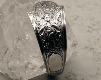 Sterling Silver Angel Bracelet, Antique Silver Cherub Bracelet, Angelic Wrist Cuff, 1530BR