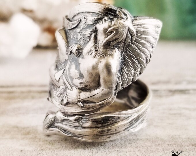 Native American Spoon Ring, Indian Spoon Ring, Sterling Spoon Ring, Spoon Ring Gift, Sterling Silver Spoon Ring, Unique Adjustable Ring, 752