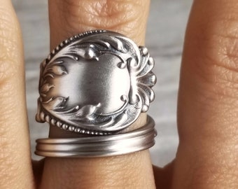 Victorian Sterling Ring, Vintage Adjustable Ring, Sterling Spoon Ring, Handmade Antique Jewelry, Sterling Silver Spoon Ring, Boho Ring, 740
