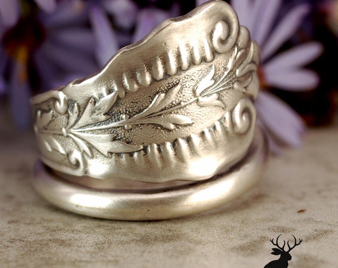 Elegant Victorian Wrap Ring, Sterling Swirl Ring, Sterling Spiral Boho Ring, Sterling Silver Fashion Ring, Silver Rococo Spoon Ring, 2320