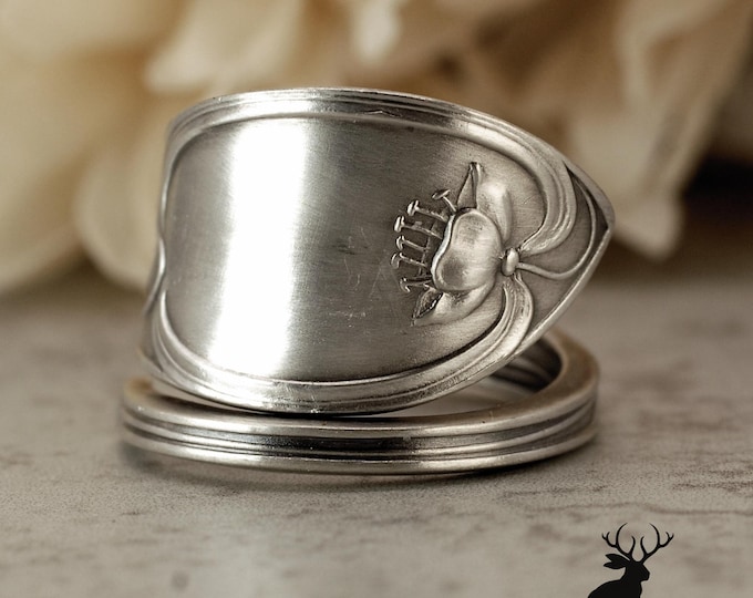 Wild Bell Flower Ring, Sterling Spring Bloom Ring, Vintage Bloom Ring, Wildflower Jewelry, 830 Silver Art Nouveau Ring, 2499