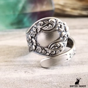 Forget-Me-Not Flower Ring, Art Nouveau Style Spoon Ring, Forget-Me-Not Jewelry, Flower Bridal Spoon Ring, Bridesmaid Floral Ring 735