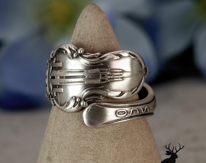 San Francisco Sterling Spoon Ring, Golden Gate Bridge Wrap Ring, 1939 California Souvenir Jewelry, Vintage Historical City Ring, 2495