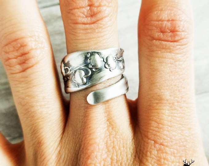 Lily of the Valley Spoon Ring, Whiting Sterling Silver Spoon Ring, Vintage Floral Lily Ring, Antique Silver Flower Spoon Ring, 222R