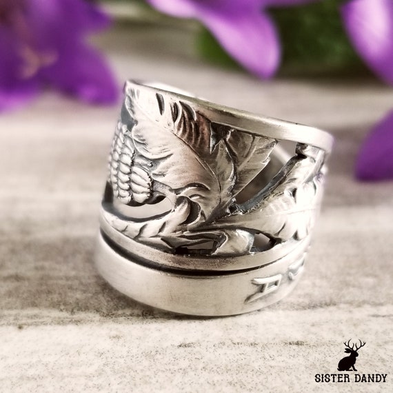 Vintage Banana Tree Ring, Sterling Silver Fruit Ring, Banana