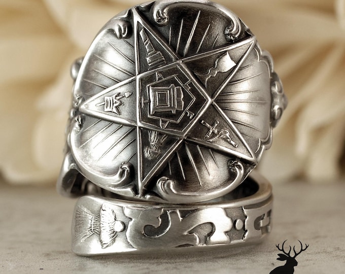 Order of the Eastern Star Ring, Sterling OES Ruth Ring, Vintage Masonic Ring, Rare Ruth Spoon Ring, Sterling Silver OES Spoon Ring, 1554B