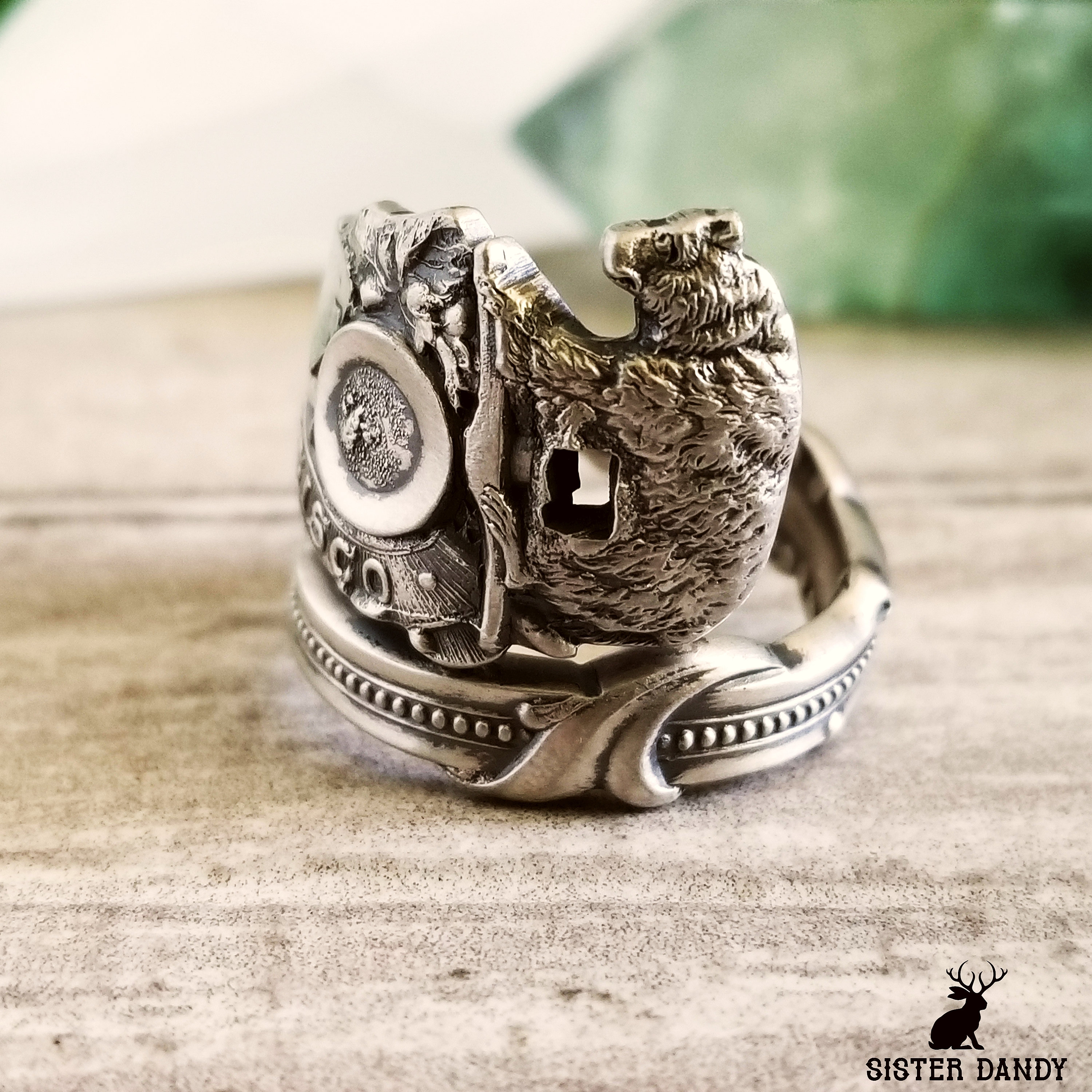 Handmade Silver Bear Ring, Unique Sterling Silver California Ring, Silver Bear Ring Gift, Grizzly Bear Silver Ring, Silver Teddy Ring, 1924 - Etsy Handmade Silver Bear Ring, Unique Sterling Silver California Ring, Silver Bear Ring Gift, Grizzly Bear Silver Ring, Silver Teddy Ring, 1924 - Etsy