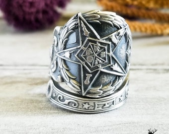 Order of the Eastern Star Spoon Ring, Sterling OES Spoon Ring, Vintage Masonic Ring, Rare Spoon Ring, Sterling Silver OES Spoon Ring, 915