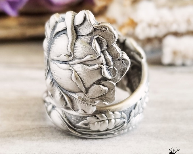 Handmade Rose Blossom Ring, Vintage Sterling Rose Ring, Sterling Rose Ring, Antique Rose Jewelry, Retro Rose Ring, Rose Flower Ring, 122A