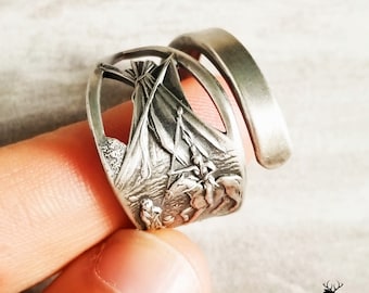 Sterling Native American Ring, Sterling Spoon Ring, Spoon Ring, Spoon Jewelry, Sterling Silver Spoon Ring, Souvenir Ring, 725