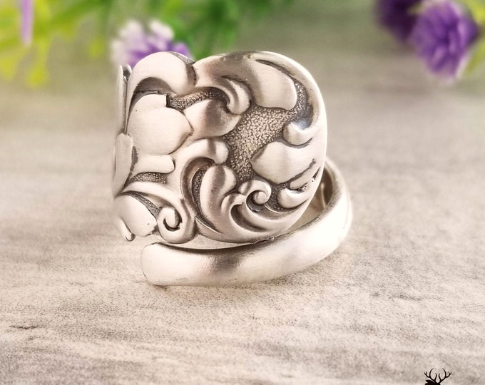 Unique Victorian Sterling Ring, Vintage Spoon Ring, Sterling Spoon Ring, Antique Spoon Jewelry, Sterling Silver Spoon Ring, Boho Ring, 218