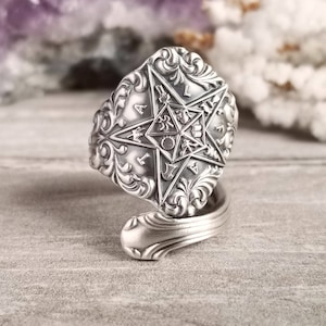 Order of the Eastern Star Spoon Ring, Sterling OES Spoon Ring, Vintage Masonic Ring, Rare Spoon Ring, Sterling Silver OES Spoon Ring, 1231