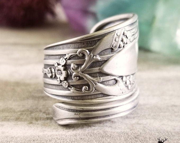 Sterling Fleur De Lis Ring, Spiral Spoon Ring, Vintage Spoon Ring, Vintage Spoon Jewelry, Sterling Silver Spoon Ring, Spiral Ring, 1526