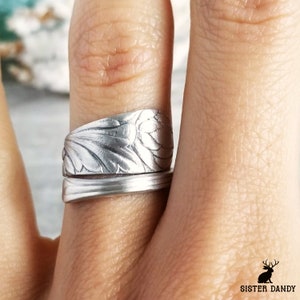 Petite Sterling Tulip Ring, Small Silver Tulip Wrap Ring, Sterling Silver Flower Bloom Ring, Art Nouveau Bridal Flower Spoon Ring, 1280