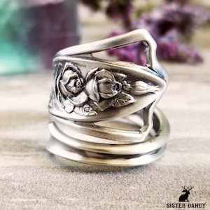 Sterling Rose Ring, Rose Spoon Ring, Sterling Spoon Ring, Vintage Rose Ring, Antique Rose Jewelry, Retro Rose Ring, Rose Flower Ring, 1025