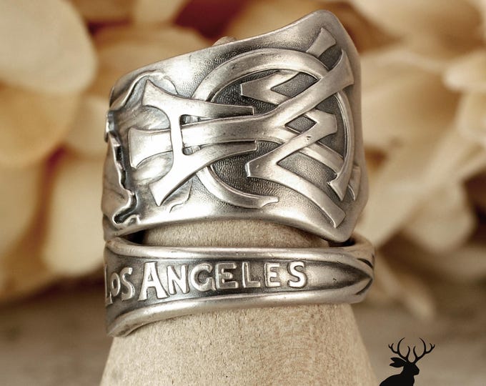 Wide Sterling Silver California Ring, Los Angeles Ring, Botanical Ring, Vintage Sterling Silver Blossoms Ring, West Coast Spoon Ring, 2468