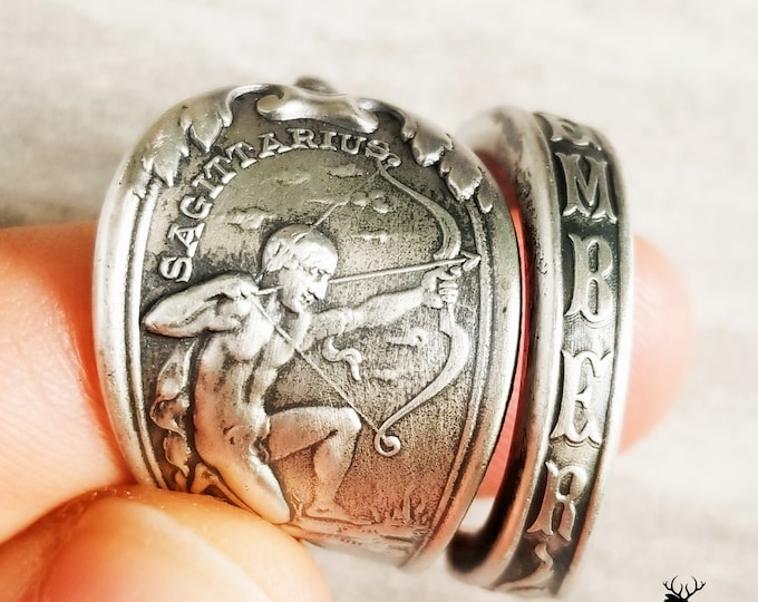 Sagittarius Zodiac Silver Archer Ring, Sterling Silver Ring, Zodiac Spoon Ring, Sagittarius Spoon Ring, Archer Jewelry, Tarot Jewelry, 830A