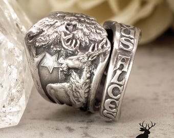 Sterling Benevolent and Protective Order of Elks Ring, BPOE Elks Club Silver Ring, Elk Lodge Ring, Fraternal Organization Spoon Ring, 2403