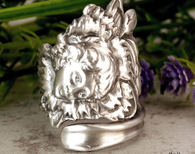 Elegant Diana Goddess Ring, Vintage Manchester Silversmiths Carnation Goddess Bloom Ring, Unique Handmade Sterling Silver Spoon Ring, 180