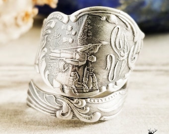 Unique Iowa Ring, Sterling Wrap Ring, Adjustable Spoon Ring, Hawkeyes Vintage Spoon Ring, Silver IA Ring, Antique Sterling Silver Ring, 1004
