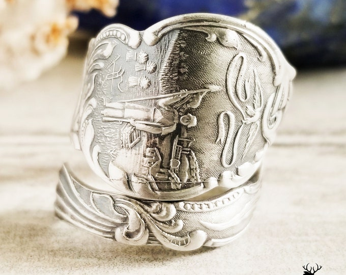 Unique Iowa Ring, Sterling Wrap Ring, Adjustable Spoon Ring, Hawkeyes Vintage Spoon Ring, Silver IA Ring, Antique Sterling Silver Ring, 1004