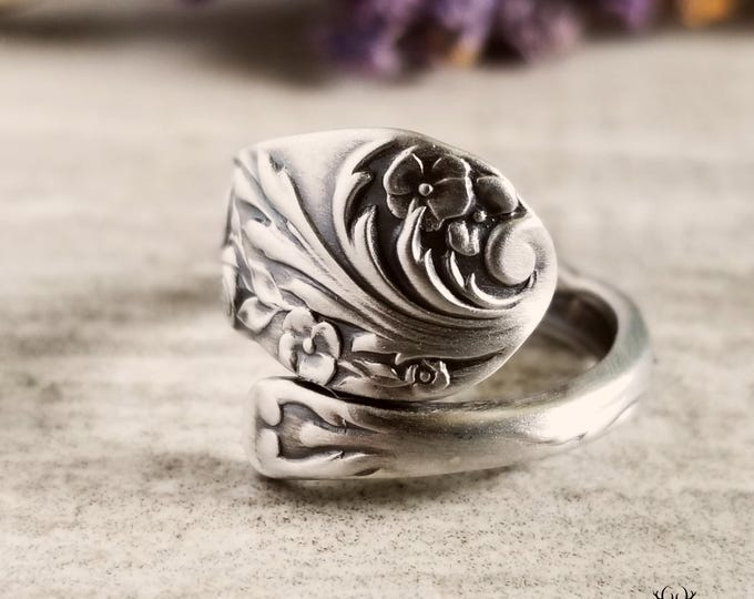 Flora Reed and Barton Boho Ring, Sterling Wildflower Ring, Vintage Rosa Canina Ring, Floral  Jewelry, Art Nouveau Sterling Silver Ring, 474B