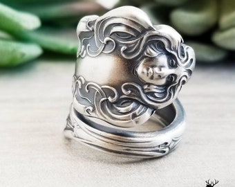 Rare Unger Les Circes Ring, Sterling Goddess Circe Ring, Unger Spoon Ring, Vintage Spoon Jewelry, Antique Sterling Silver Spoon Ring, 172